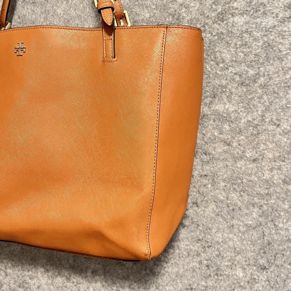 Tory Burch Bag Womens Size Large Brown Leather Tote Shoulder Purse Zip Logo - Picture 3 of 16